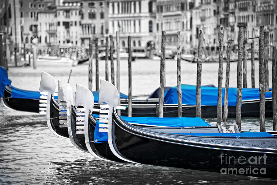 Gondolas in Venice, selective color Photograph by Delphimages Photo Creations