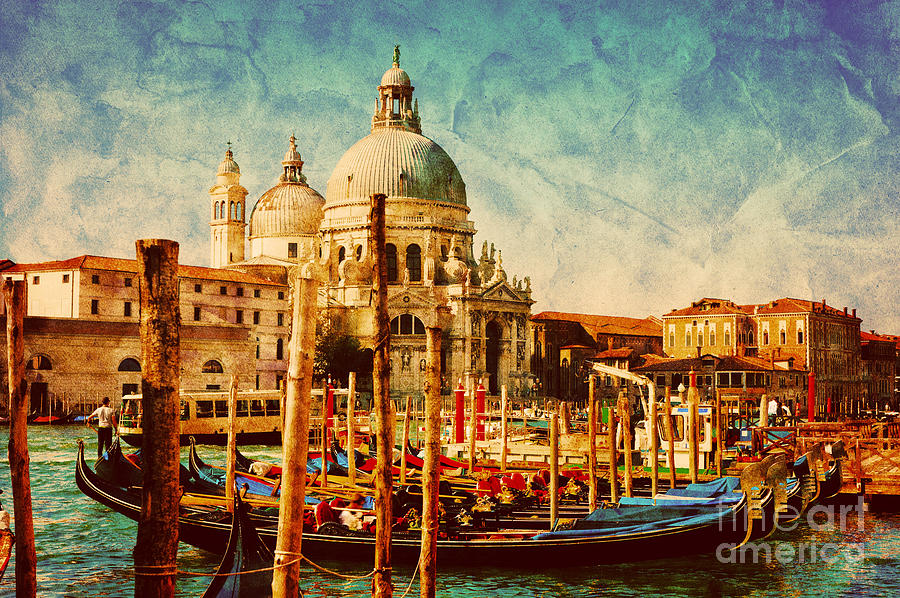 Architecture Photograph - Gondolas on Grand Canal in Venice by Michal Bednarek