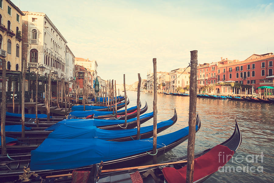 Gondolas on the Grand - Venice Photograph by Matteo Colombo