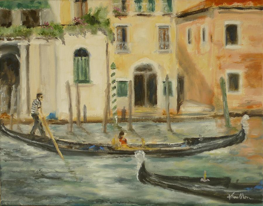 Venice Painting - Gondolas Passing by Veronica Coulston
