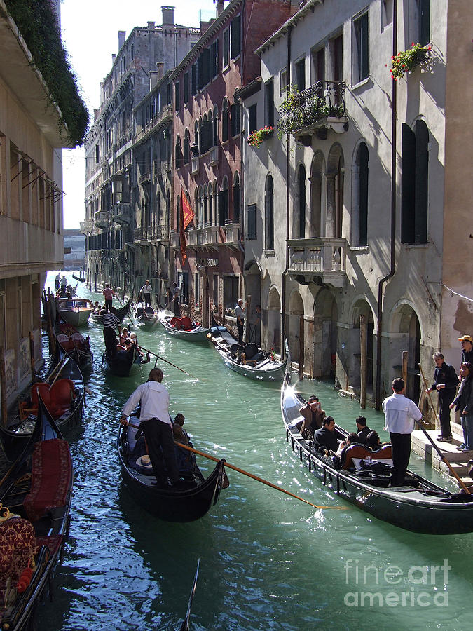 Gondolas - Venice - Italy Photograph by Phil Banks