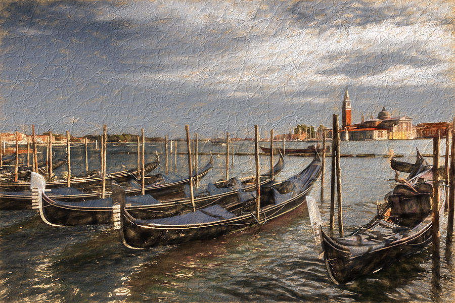 Transportation Photograph - Gondolas with special effect by Sue Leonard