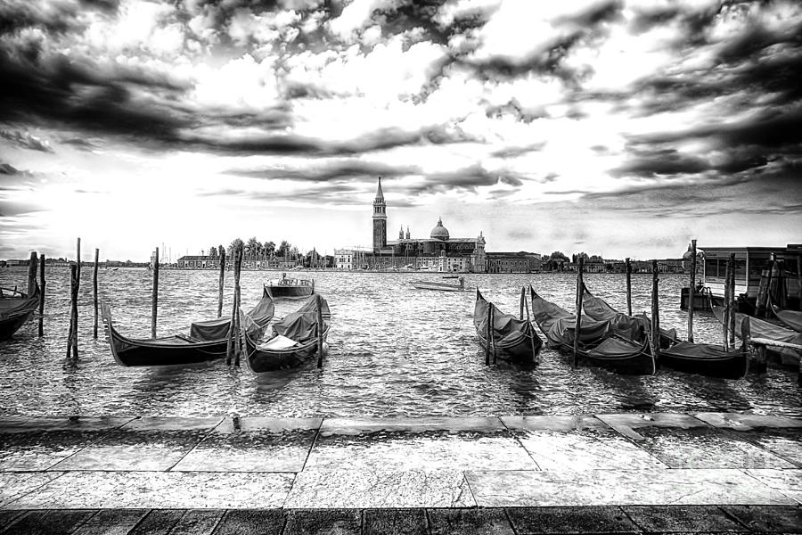 Gondole Venice bw Photograph by Jack Torcello