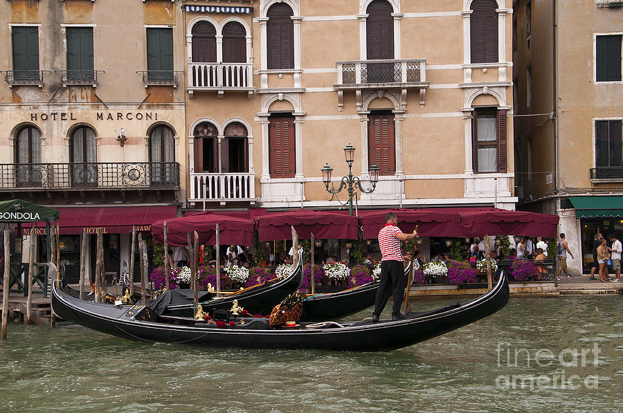 Summer Photograph - Gondolier on the Grand Canal by Brenda Kean