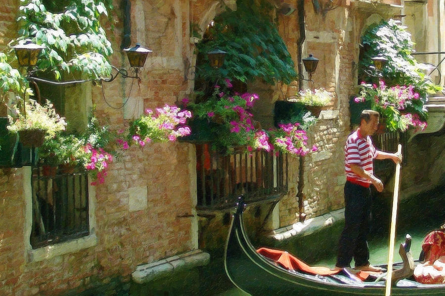 Gondolier Venice Itl3375 Painting by Dean Wittle