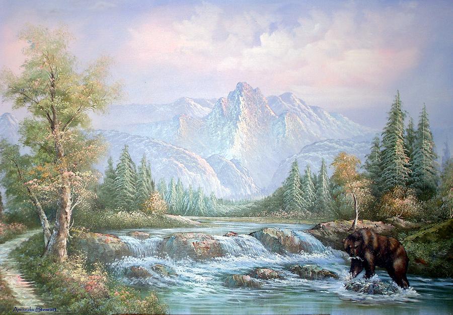 Mountain Painting - Gone Fishing by Amanda Hukill