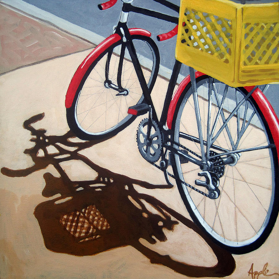 Gone Shopping Bicycle Painting by Linda Apple