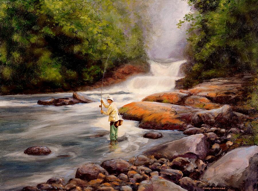 Trout Painting - Good Fishing SOLD by Michael Swanson