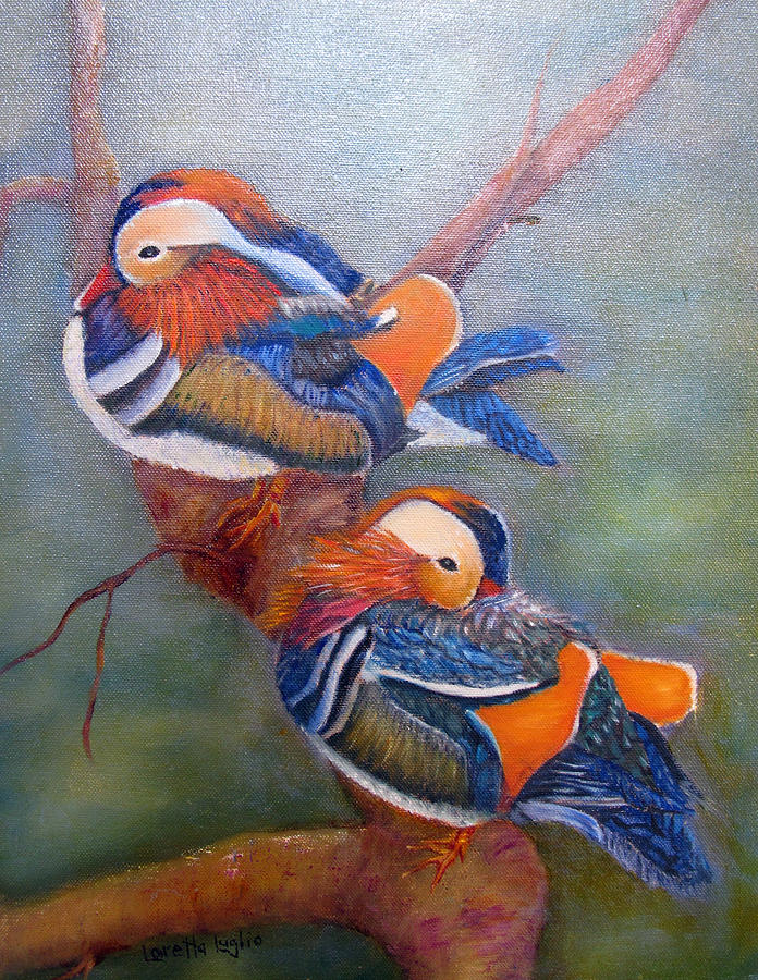 Good Luck Mandarins Painting by Loretta Luglio