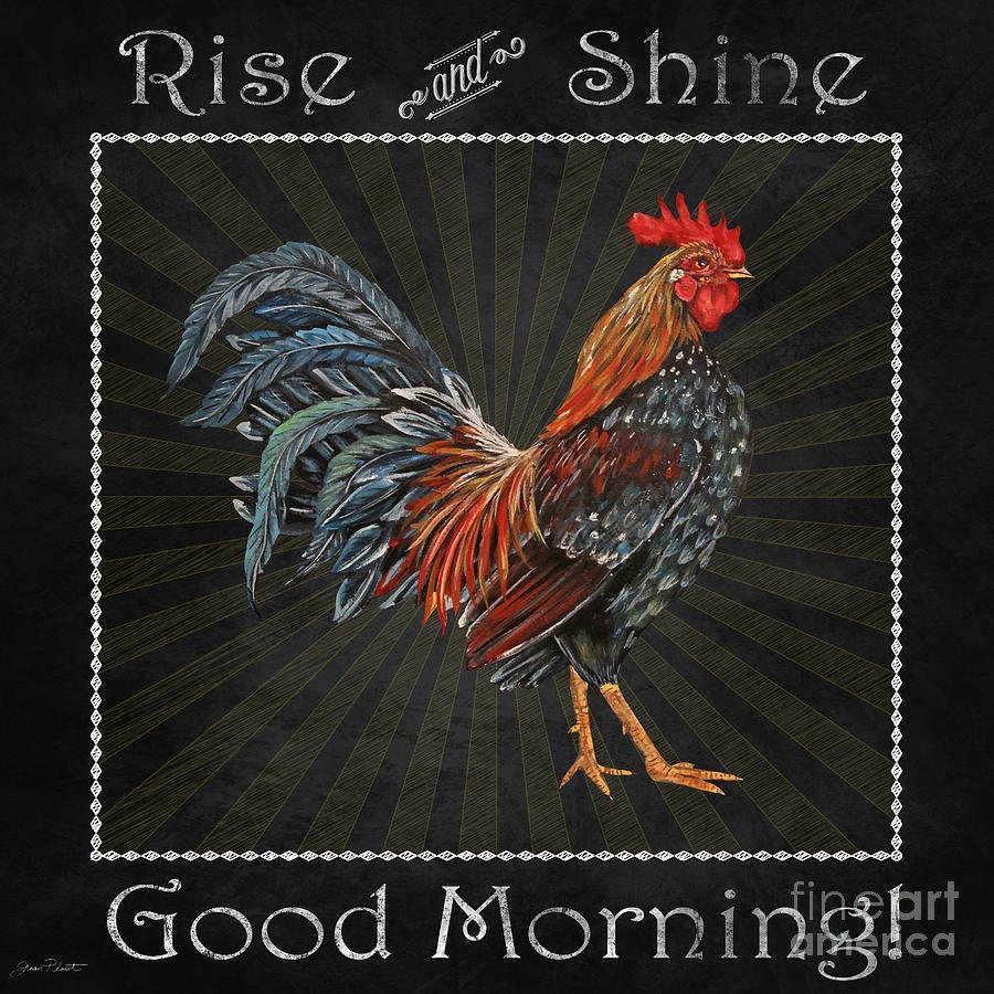 Good Morning Rooster-JP2614 Mixed Media by Jean Plout