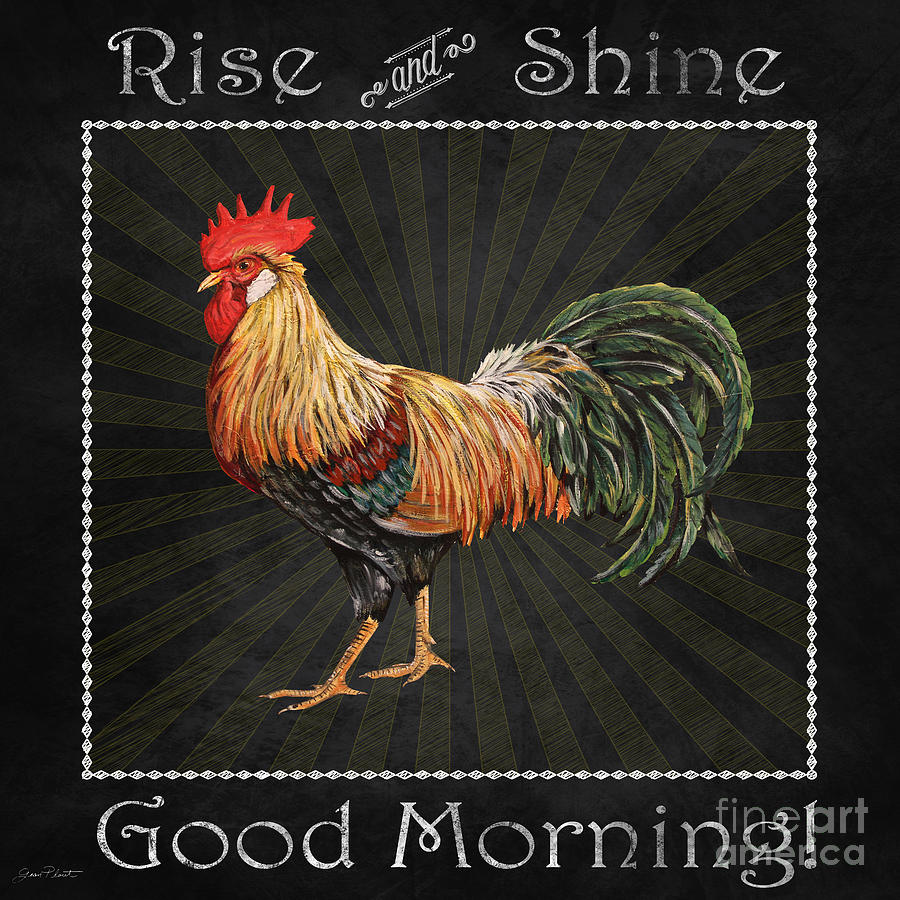 Good Morning Rooster-JP2615 Mixed Media by Jean Plout