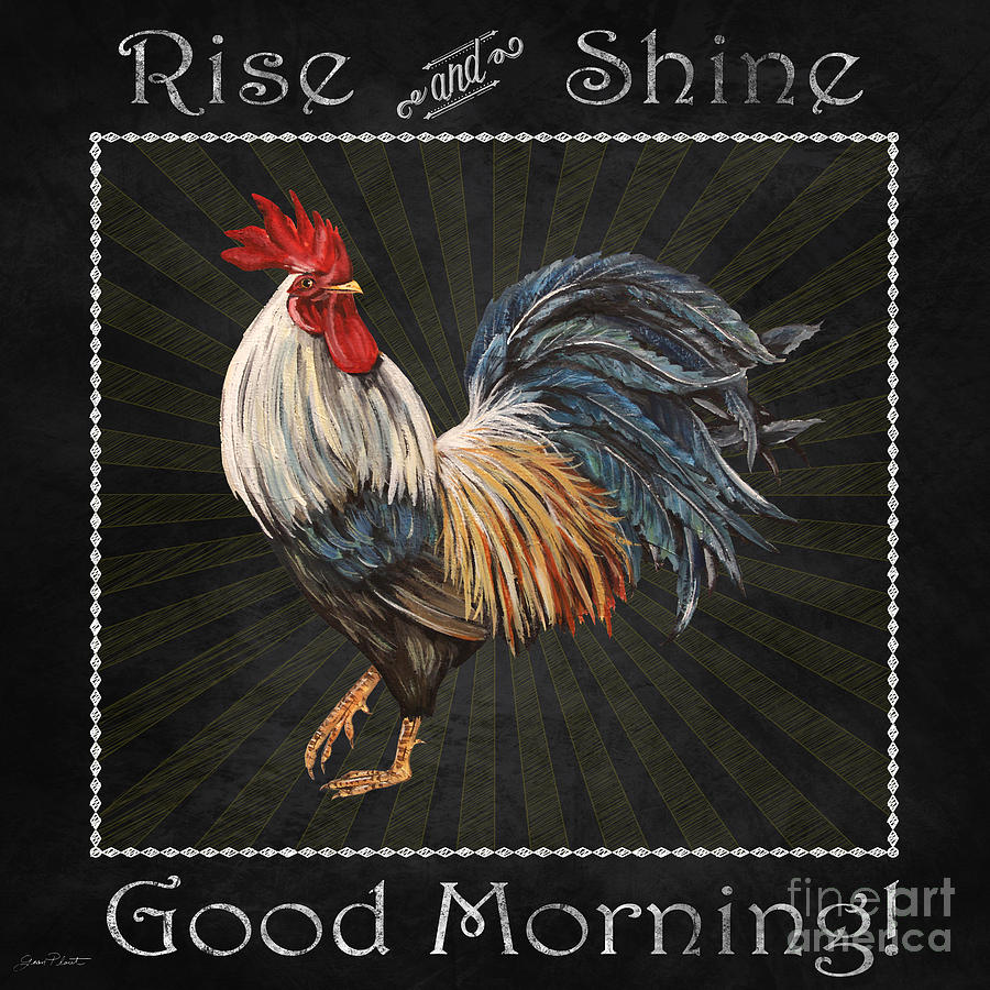 Good Morning Rooster-JP2617 Mixed Media by Jean Plout