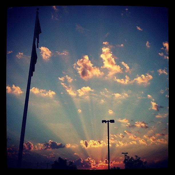 Flag Photograph - Good Morning Sun! #sunrise #texas by Matt Cook