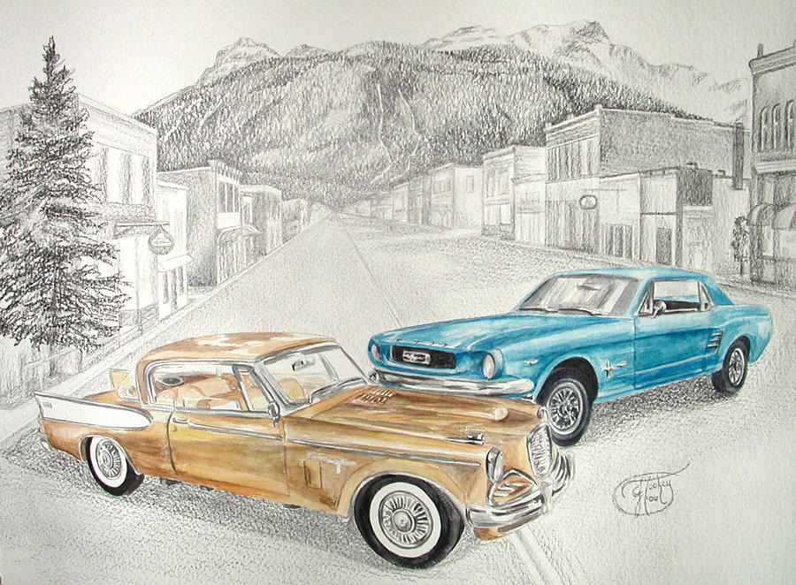 Mustang Mixed Media - Good ol days by Jessica Tookey