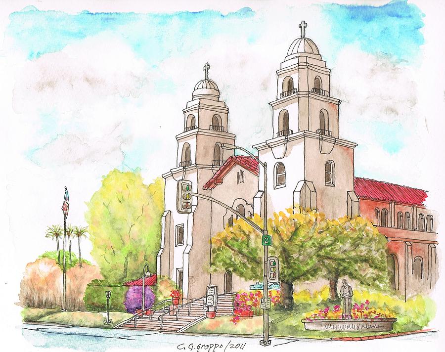 Good Shepherd Catholic Church, Beverly Hills, California Painting by Carlos G Groppa
