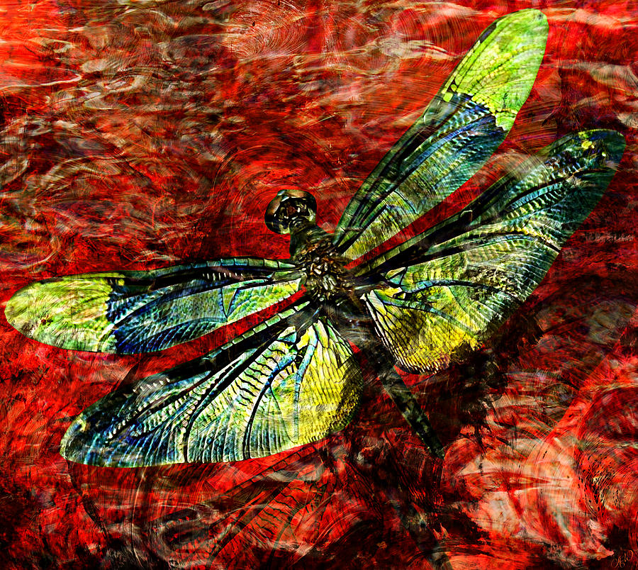Vintage Mixed Media - Goodbye Dragonfly by Ally  White