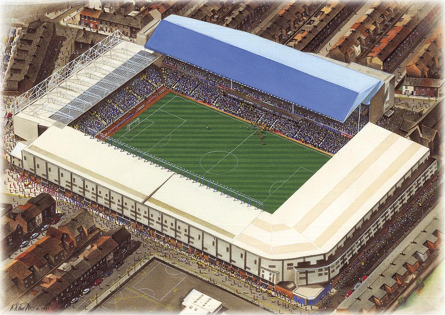Football Painting - Goodison Park - Everton by Kevin Fletcher