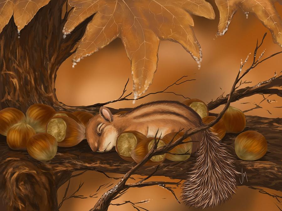 Goodnight baby squirrel Painting by Veronica Minozzi