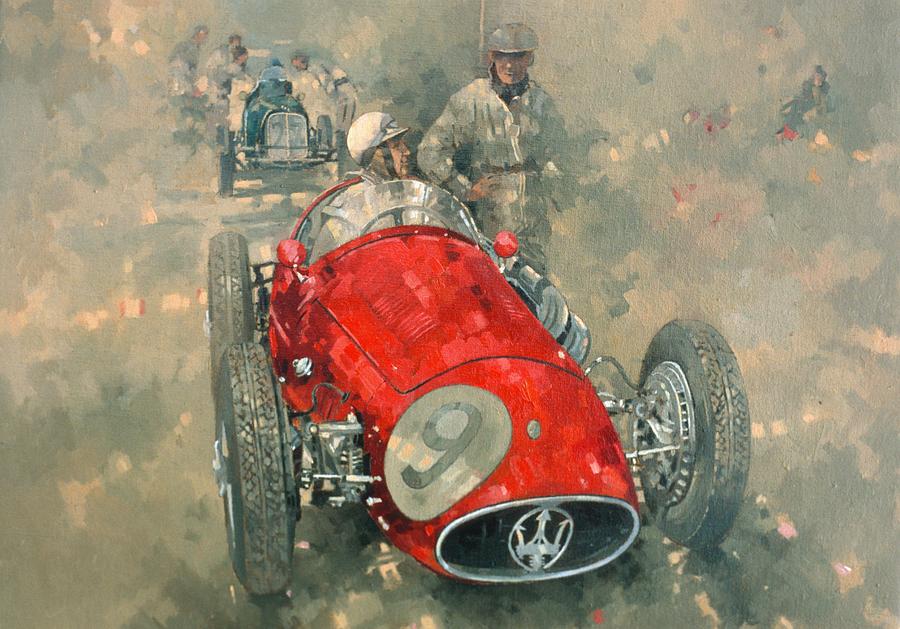 Vintage Photograph - Goodwood 54 Roy Salvadori Oil On Canvas by Peter Miller