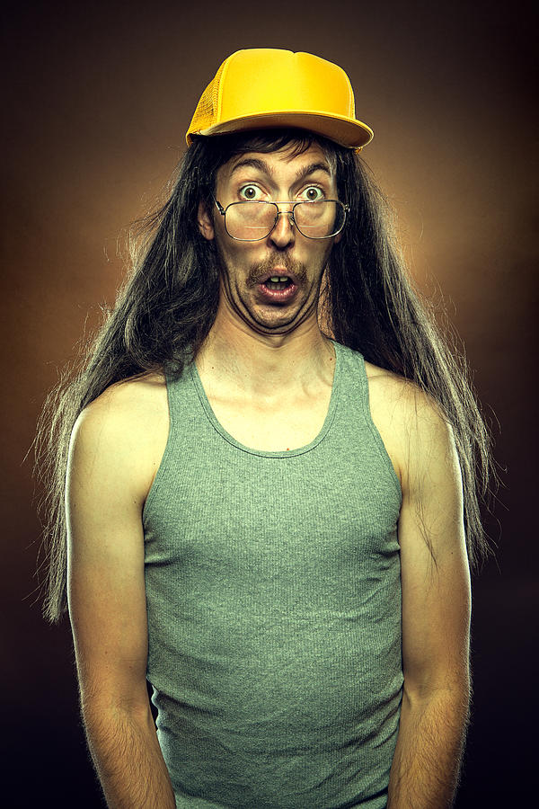 Goofy Redneck With Surprised Face Photograph by RyanJLane