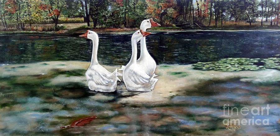Goose Landscape Painting by Leandria Goodman