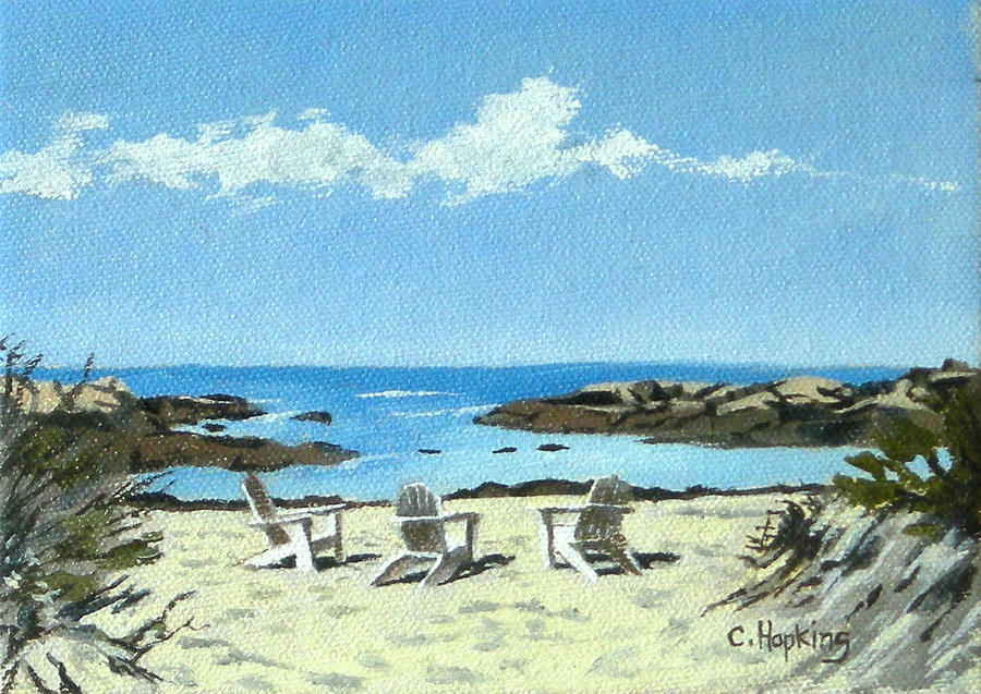 Landscape Painting - Gooseberry Beach Newport Rhode Island by Christine Hopkins
