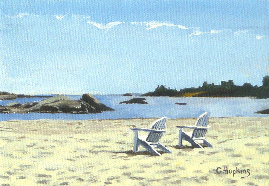 Landscape Painting - Gooseberry Beach Newport Rhode Island #1 by Christine Hopkins