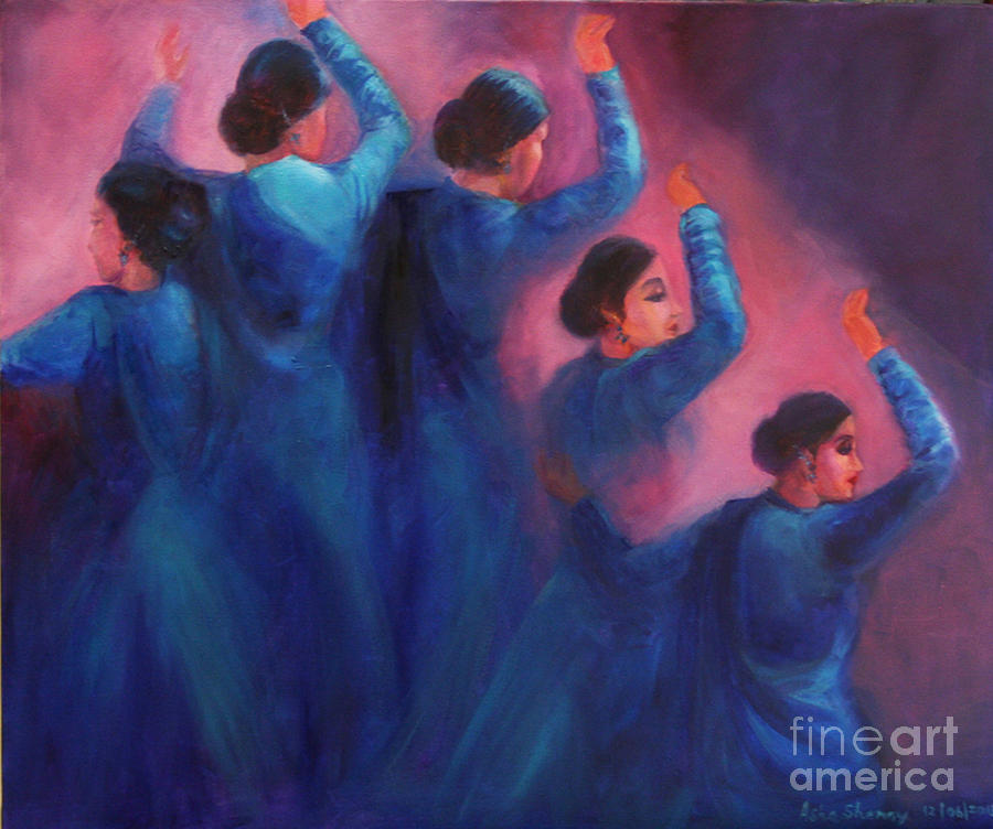 Gopis dancing in the dusk Painting by Asha Sudhaker Shenoy