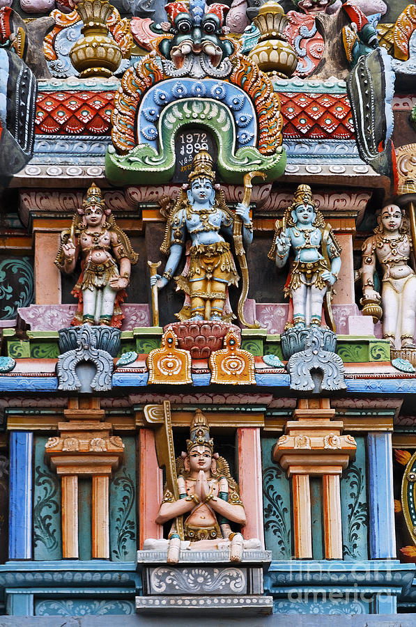 Gopuram architecture of the Ranganathaswamy temple at Trichy in Tamil Nadu India Photograph by Robert Preston