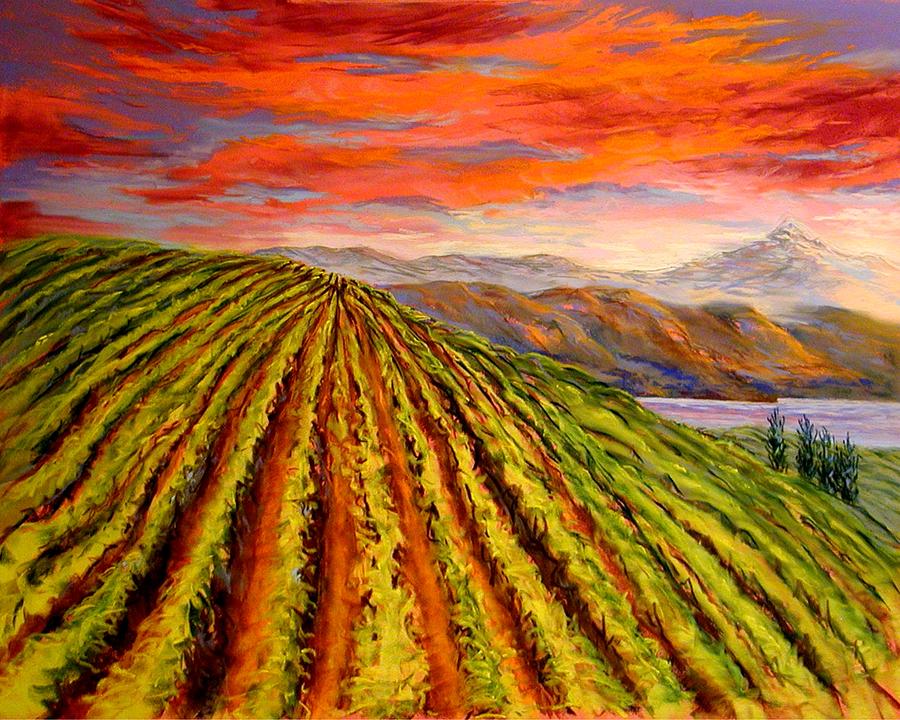 Gorge Vineyard Painting by Lynee Sapere