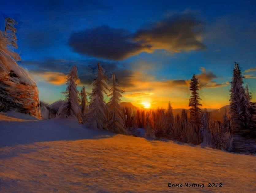 Gorgeous Winter Sunset Painting by Bruce Nutting