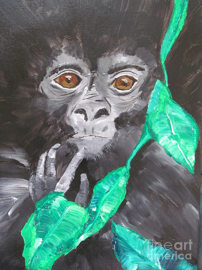 Gorilla baby Painting by Susan Voidets