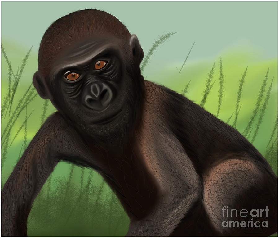 Gorilla Greatness in the Jungle  Painting by Barefoot Bodeez Art