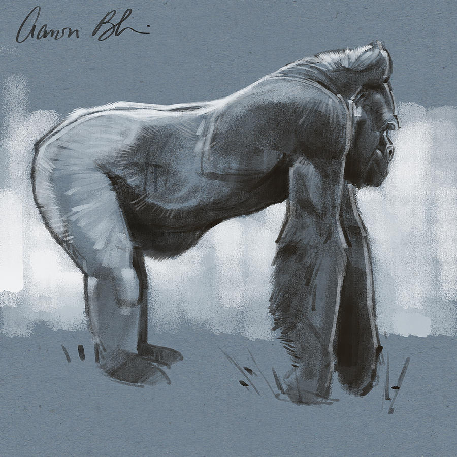 Wildlife Digital Art - Gorilla sketch by Aaron Blaise