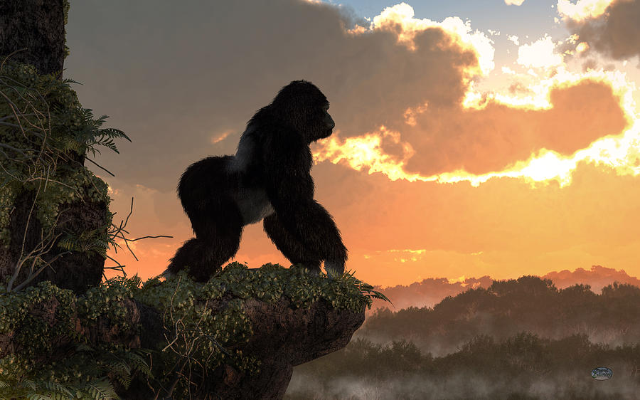 Gorilla Sunset Digital Art by Daniel Eskridge