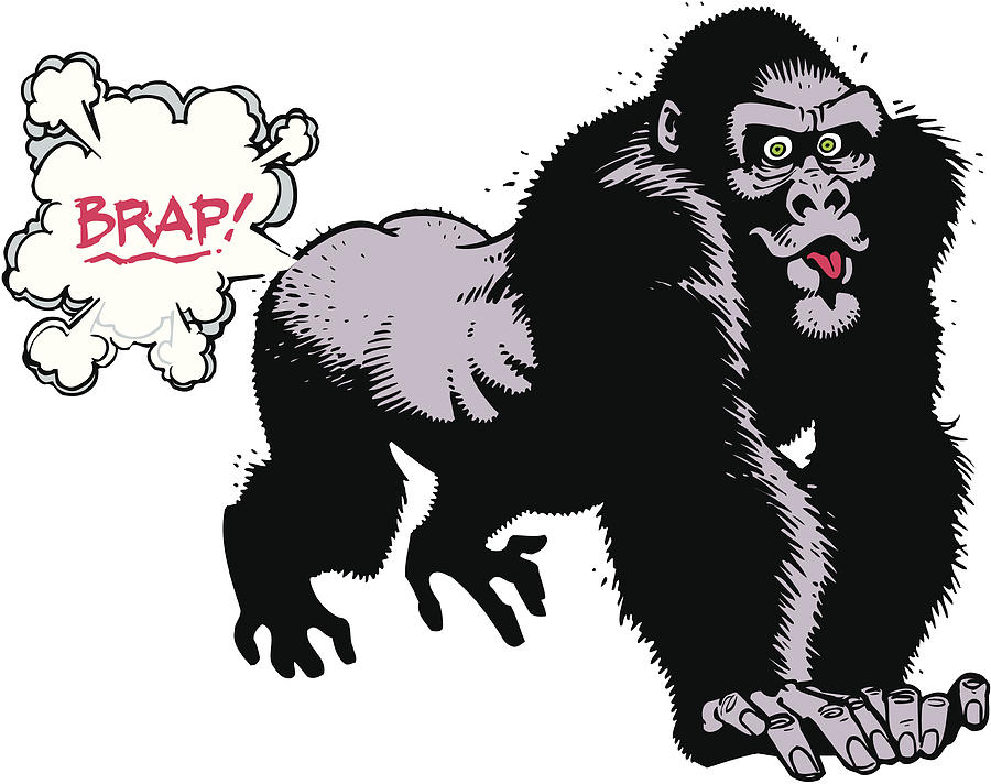 Gorillla Farting Drawing by KeithBishop