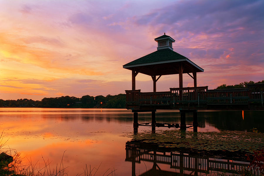 Gorton Pond Sunset Warwick Rhode Island Photograph by Lourry Legarde