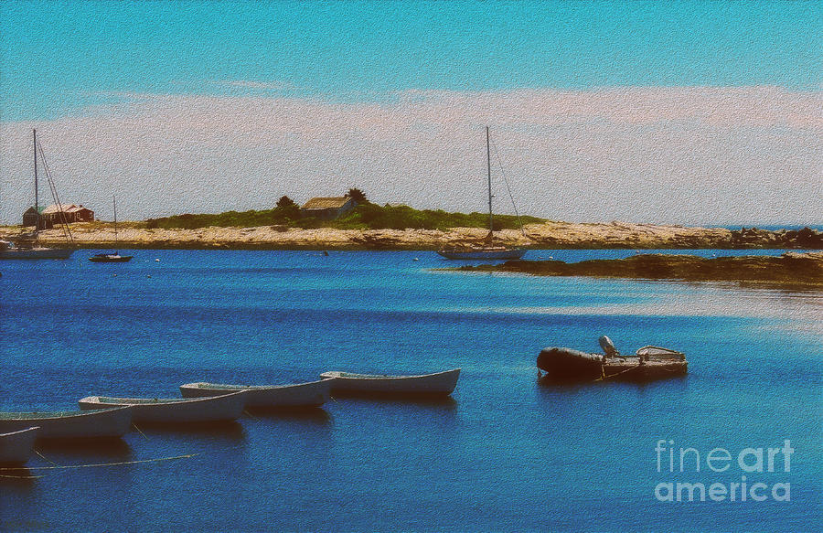 Boat Painting - Gosport Harbor NH  by Mim White