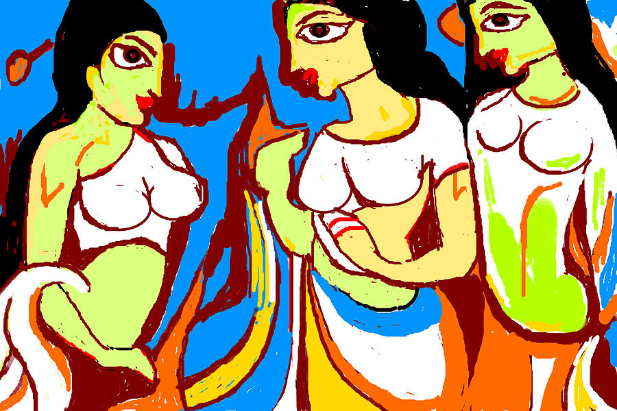 Gossiping Ladies Digital Art by Anand Swaroop Manchiraju
