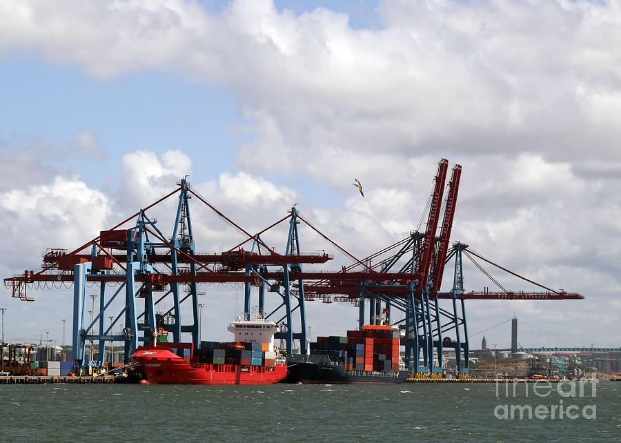 Crane Photograph - Gothenburg harbour 07 by Antony McAulay