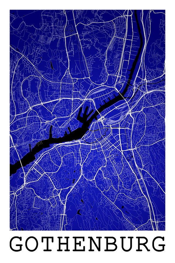Gothenburg Street Map - Gothenburg Sweden Road Map Art On Color Digital Art