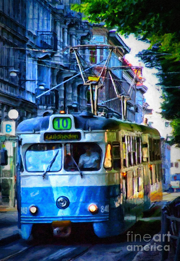 Gothenburg Tram Painting Painting by Antony McAulay