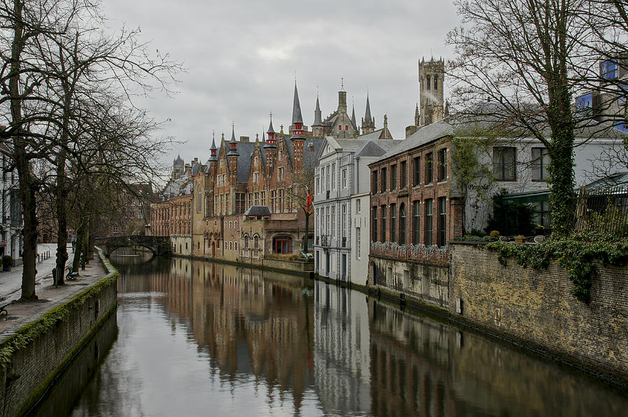 Gothic Canal in Bruges Photograph by Brian Kamprath