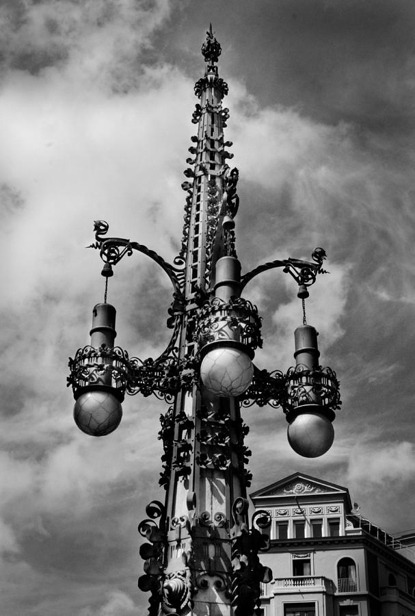 Gothic lamp post in Barcelona Photograph by Denise Dube