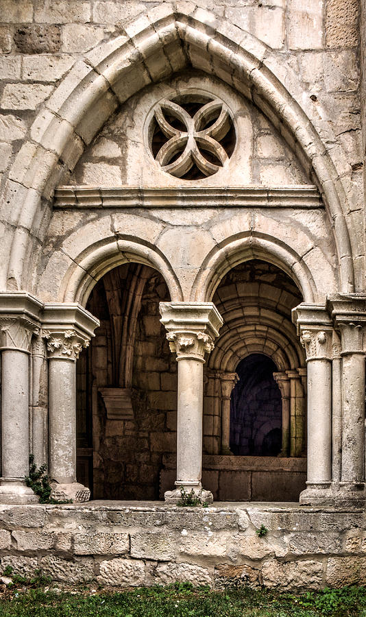 Gothic romanesque cloister triple archway Photograph by Weston Westmoreland