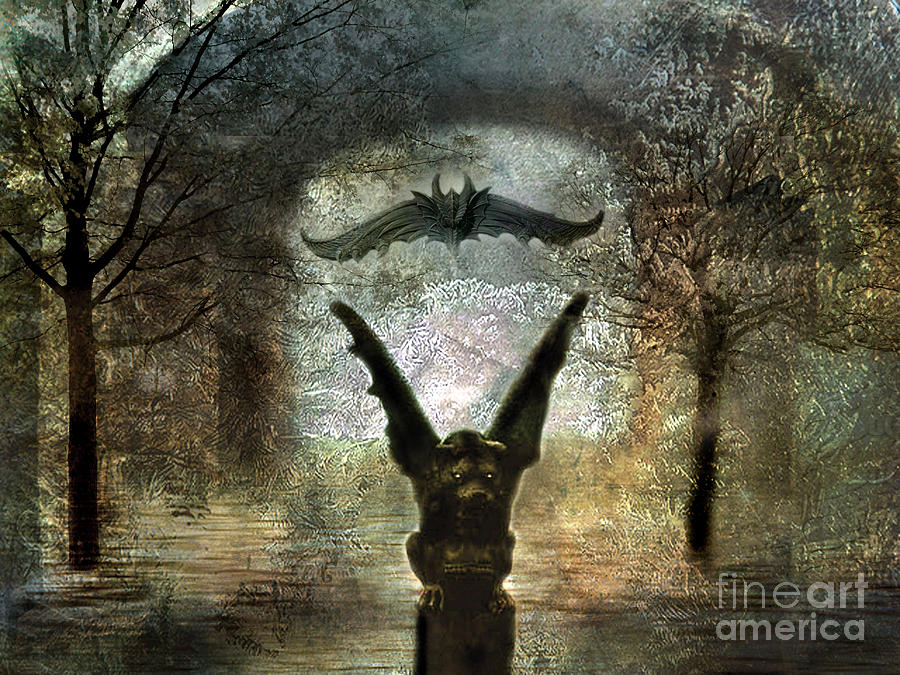 Gothic Surreal Fantasy Spooky Gargoyles  Photograph by Kathy Fornal