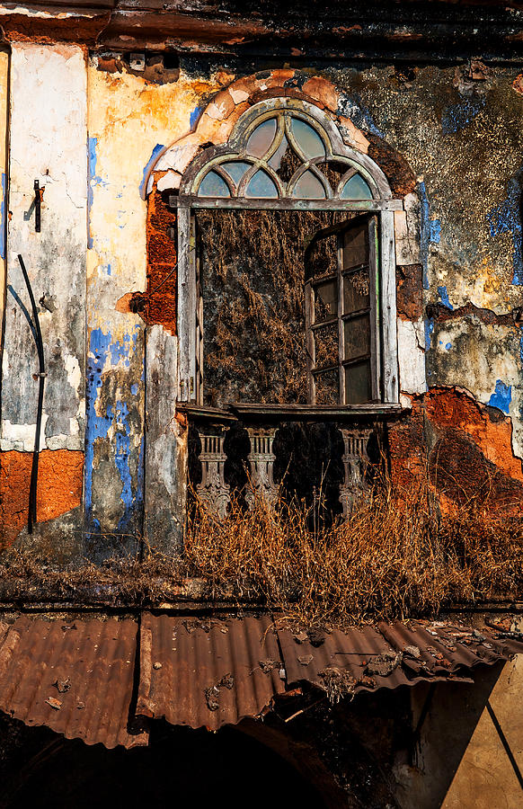 Old Gothic Window and Roof of Portuguese House. Goa. India Photograph by Jenny Rainbow