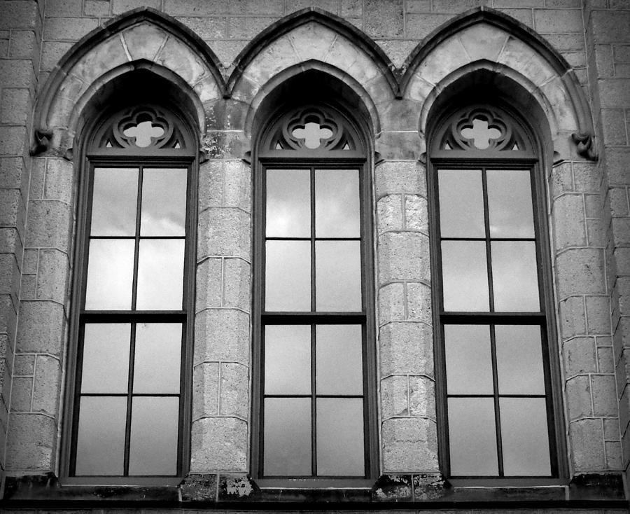 Gothic Windows - Black and White Photograph by Joseph Skompski