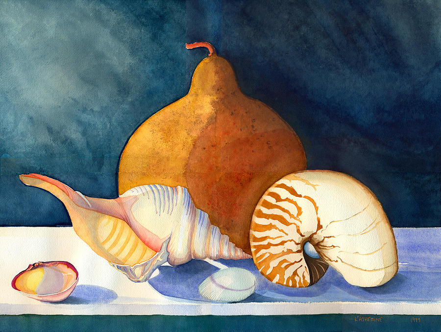Gourd and Shells Painting by Katherine Miller