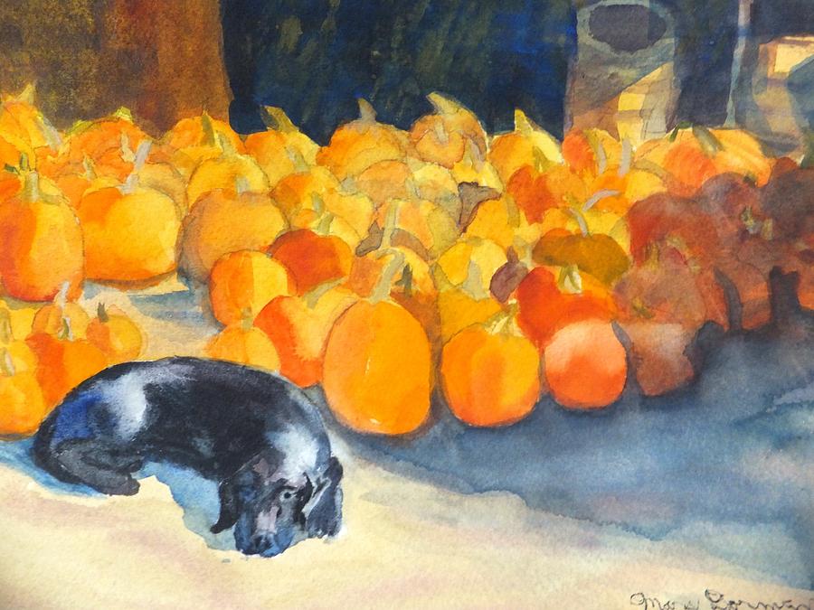 Gourd Dog Painting by Mary Gorman